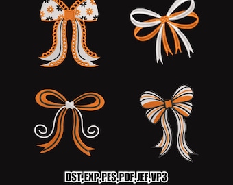 Coquette Halloween Bow Embroidery Design: Halloween Bow Applique (Instant Download) 9 Sizes