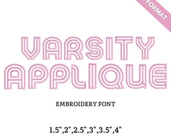 BX Varsity applique embroidery font. College alphabet machine embroidery design. Letters and numbers in 6 sizes, Instant Download