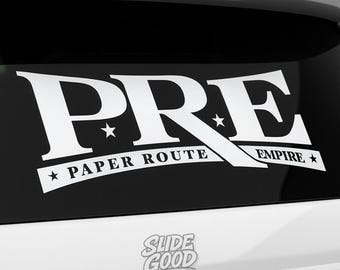Paper Route Empire PRE Vehicle Car Truck Decal Sticker - Available in Different Sizes and Colors