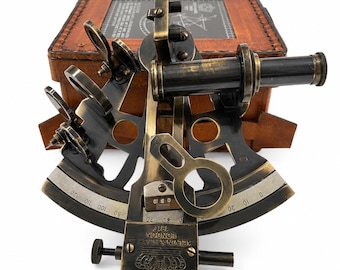 Kelvin Hughes London Sextant, Antique Style Nautical Instrument, Pirate Decor, Captain Desk Accessory Gift