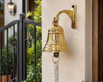 Polished Brass Ship Bell Vintage Coastal Wall Decor Maritime Collectible Accent