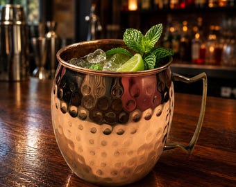 Hammered Copper Mug, Moscow Mule Cup, Rustic Drinkware, Handmade Kitchen Bar Accessory, Cocktail Gift