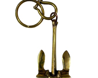 Brass Anchor Keychain Nautical Maritime Gift Boat Lover Accessory Coastal Decor Collectible Pendant