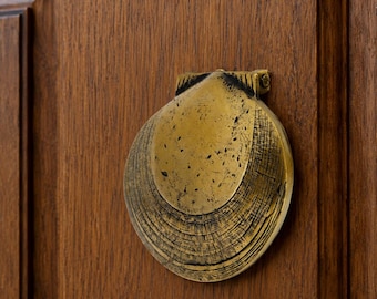 Brass Seashell Door Knocker Coastal Entry Hardware Beach House Front Gate Decorative Nautical Accent
