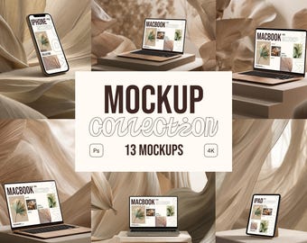 Device Mockup Bundle – MacBook, Tablet, Phone | Digital PSD Mockups for Branding and Presentation