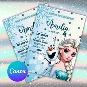 Frozen Birthday Invitation Editable Frozen Party, Elsa Invitation Winter Snow Birthday,  Ice Princess Party Invite Instant Download