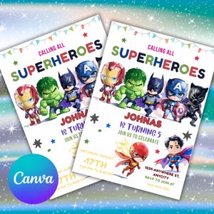 Avengers Party Editable Superheroes Birthday Invitation Template, Printable Superheroes Birthday Party Invitation Kids, Super Hero Invite