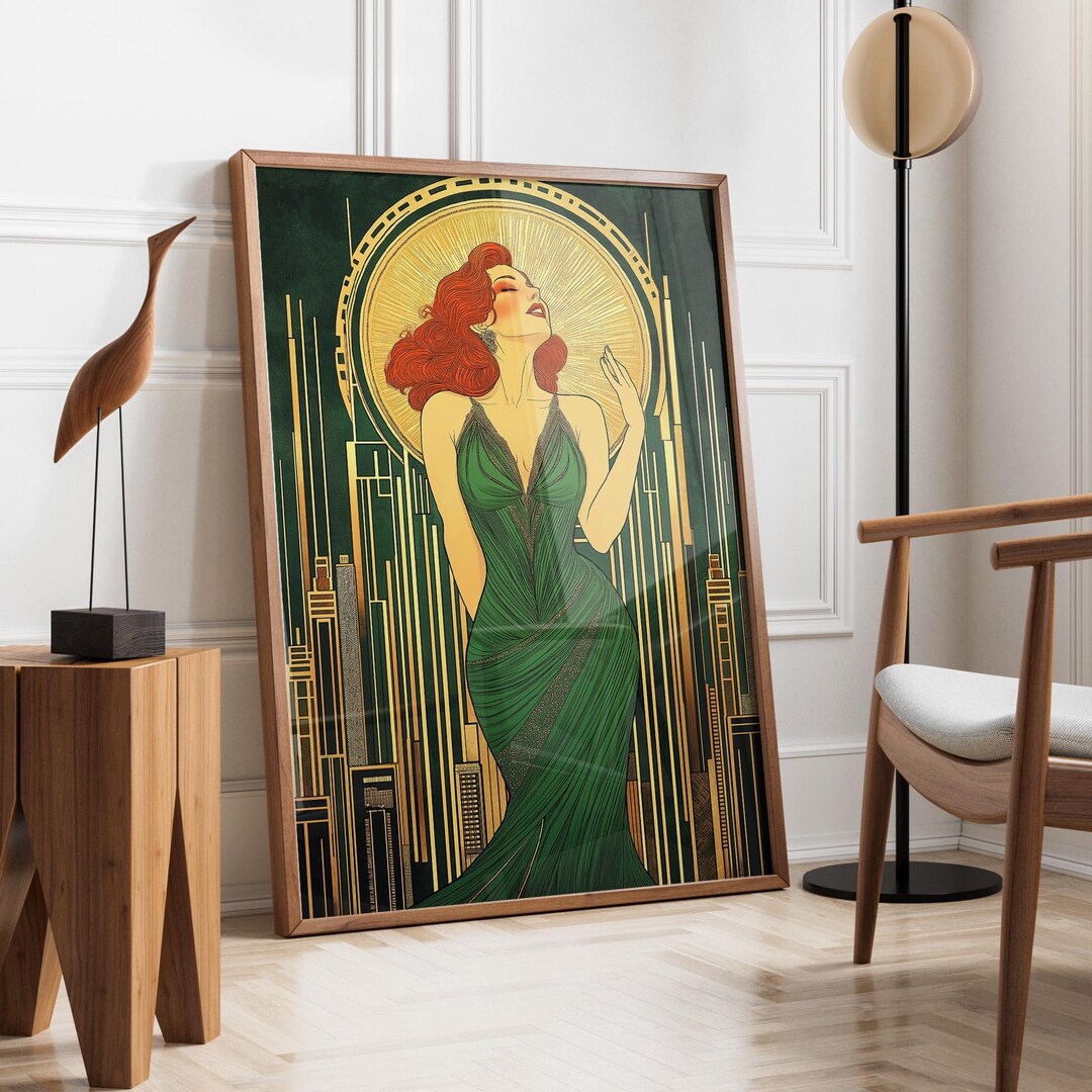 Art Deco Fashion Poster | Vintage Glamour Art | Elegant Lady Portrait ...
