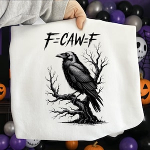 F-CAW-F Funny Halloween png,Crow Raven PNG, Gothic Floral Checkered PNG, Gothic Raven,Dark Bird Sublimation Design, Crow Bird Humor Design