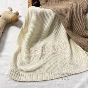 Embroidered Baby Blanket, Soft Cotton Knit Blanket, Custom Baby Name , Shower Gift, Newborn Blanket, Keepsake Gift for Baby