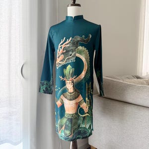 Grüne Männer Ao Dai: Tuyet Mua Stoff, Lunar New Year