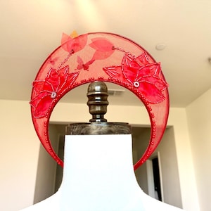 Red Lotus Vietnamese Wedding Headband for Brides with Beading Crystals | Sparkling Crystal & Pearl Vietnamese Bridal Hairpiece L3