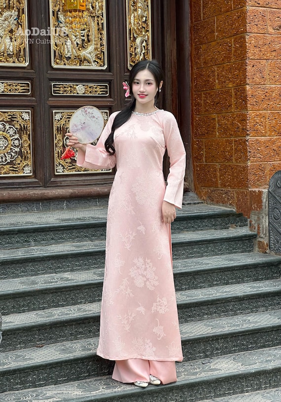 Fiona Pink Floral Modern Ao Dai: Vietnamese Dress (no Pants) - Etsy