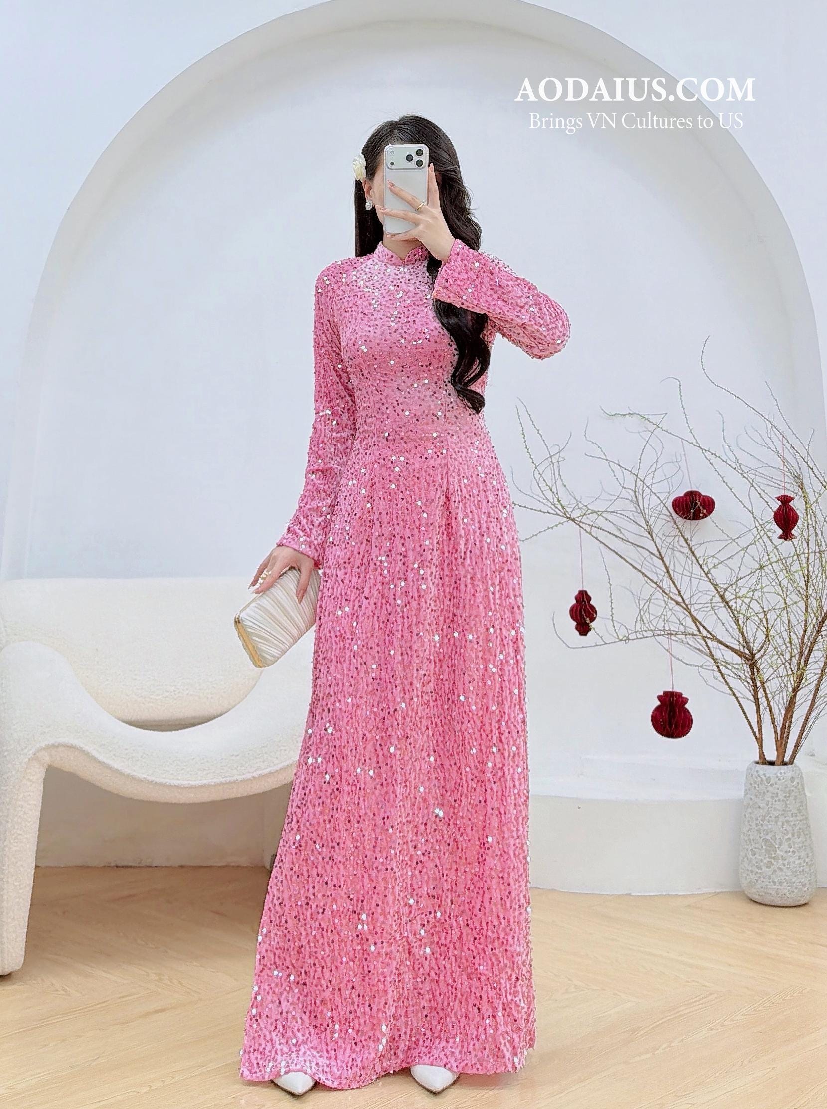 Long Sleeve Pink Sequin Dress - Etsy Long Sleeve Pink Sequin Dress - Etsy