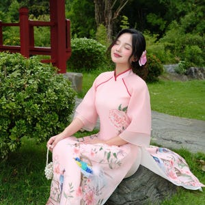Spring Blossom Organza Ao Dai: Modern Vietnamese Dress