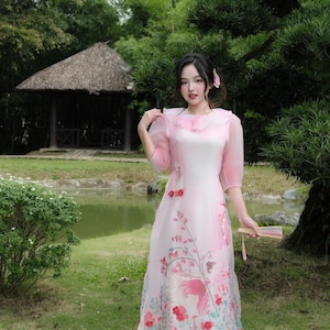 Pink Organza Ao Dai Dress: Modern Vietnamese Style - Lunar New Year