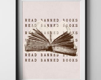 Read Banned Books Vintage Activist Print | Digital Download Wall Art