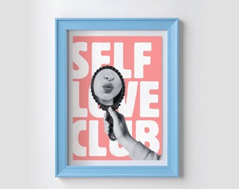 Self Love Club Mirror Lips Kiss Print | Digital Download Wall Art