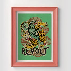 Poster attivista retrò "Revolt", stampa in stile tatuaggio flash / download digitale per decorazione murale.