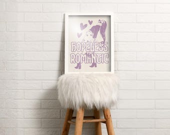 Sapphic Lover Girl "Hopeless Romantic" Sketch | Queer Wall Art