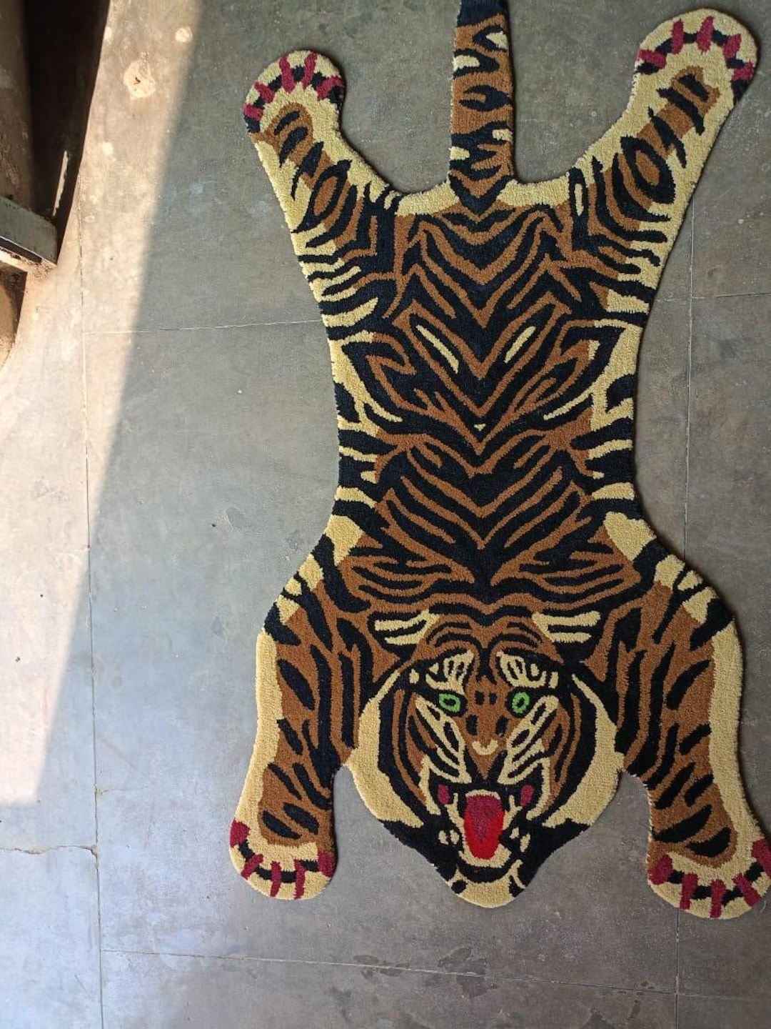 Tiger Shape Rug Tiger Shaped Rug - Hand Tufted Wool Animal Rug - Tibetan Tiger Carpet ...