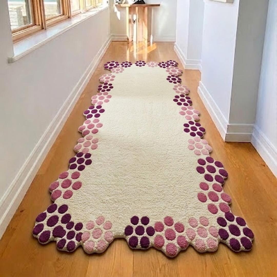 Unique Narrow Rugs Hand Tufted Unique Rug, Funky Wavy Runner Rug, Irregular Shape Area Rug ...