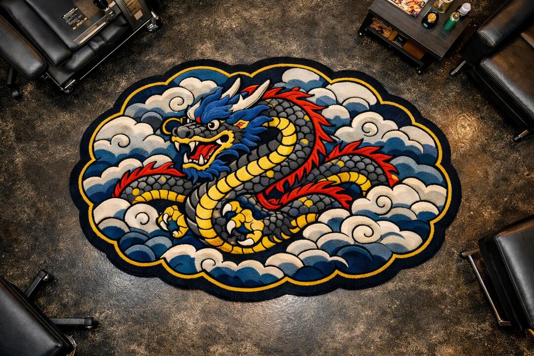 Tatto Rug Japanese Tattoo Rug Rug – Cloud Shape Tufted Rug Inked Area Rug, Asian ...