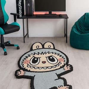 Labubu Tufted Rug – Cute Cartoon Character Rug, Kids Room Decor, Handmade Tufted Wall Art, Playroom Accent Carpet, Nursery Rug