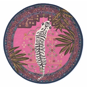 Bengal Tiger Pink Handmade Tufted Wool Area Rug For Bedroom Living room Office Kitchen Nursery Entryway modern Rug