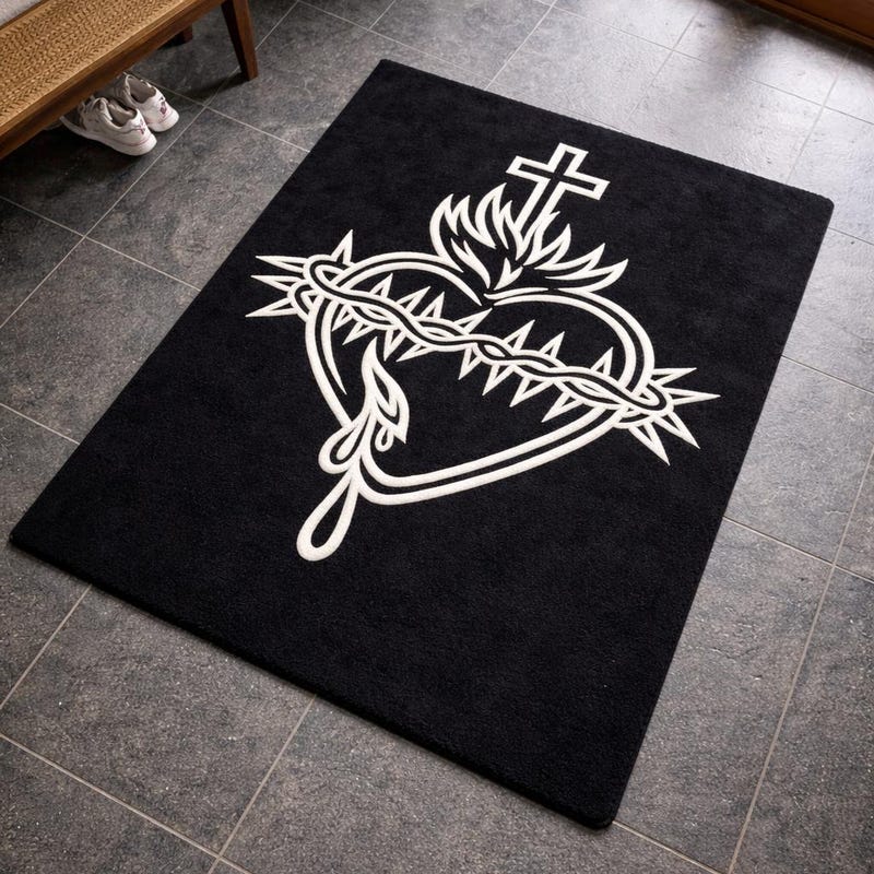 Scared Heart Rug Chrome Hearts Rug - Etsy