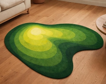 3d- Moss Rug, Green Funky rug, Irregular Cool Rug for Living Room, Custom Size Carpet