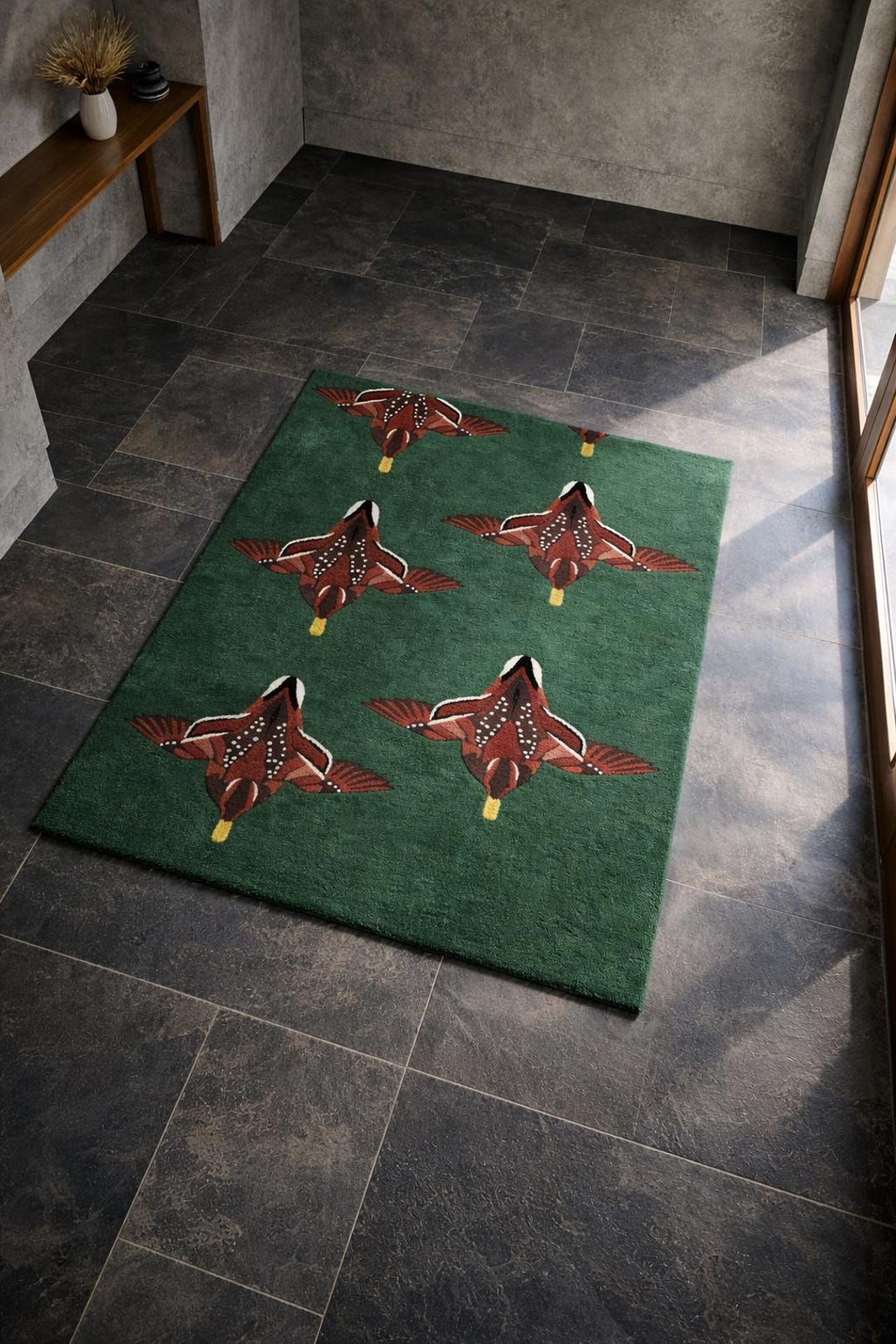 Green Duck Area Rug, 8x10 Area Rug, Mallard Duck Nursery Decor, Burnt ...