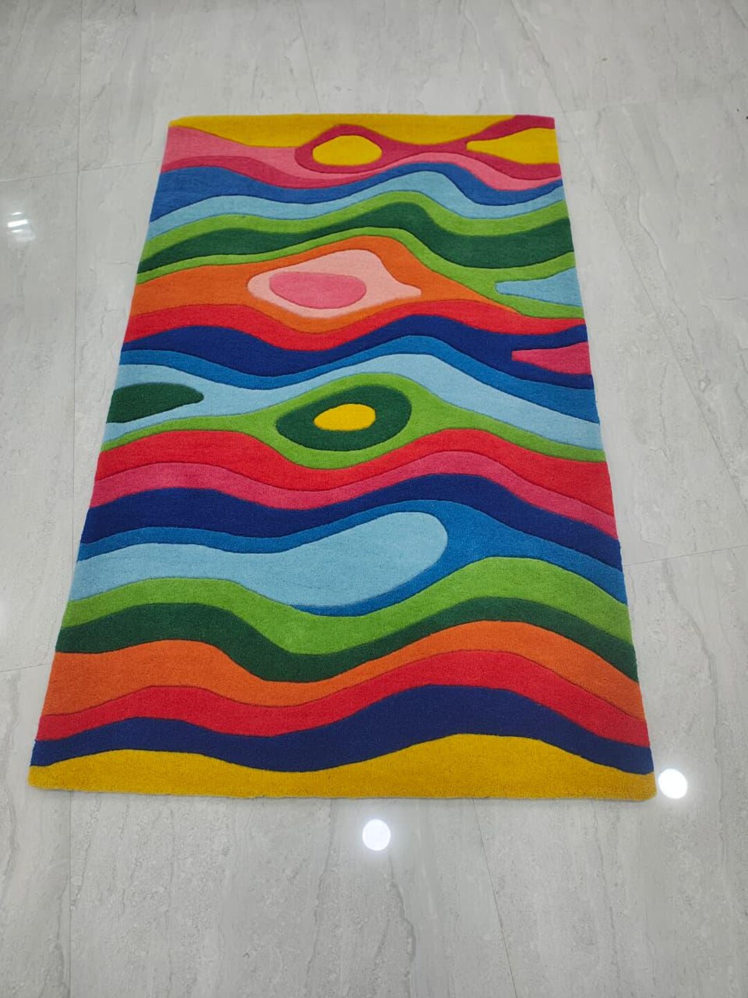 Rainbow Rug Hand Tufted , Funky Rugs for Living Room , Modern Abstract ...