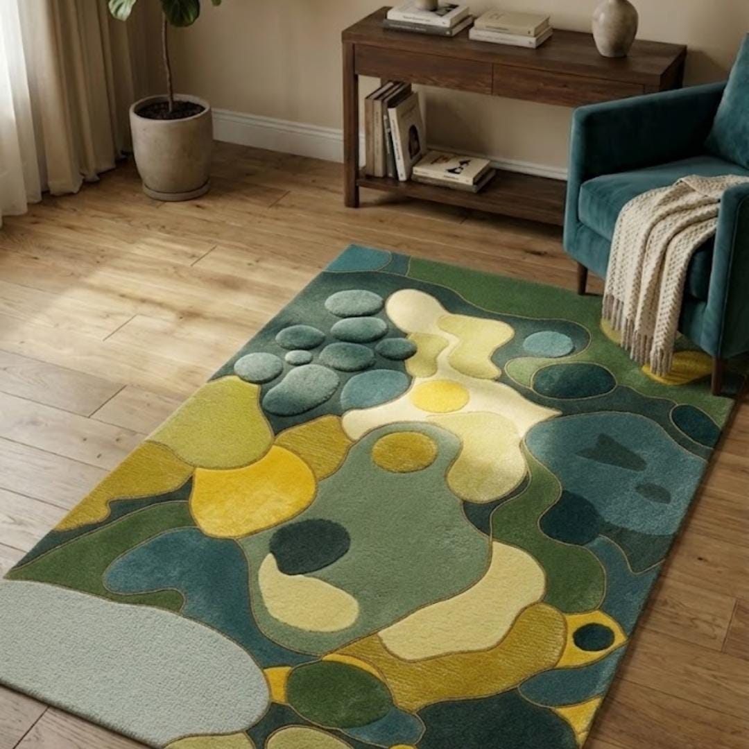 Tufted Moss Rug, 3D Green Grass Area Rug, Handmade Abstract Organic Rug ...