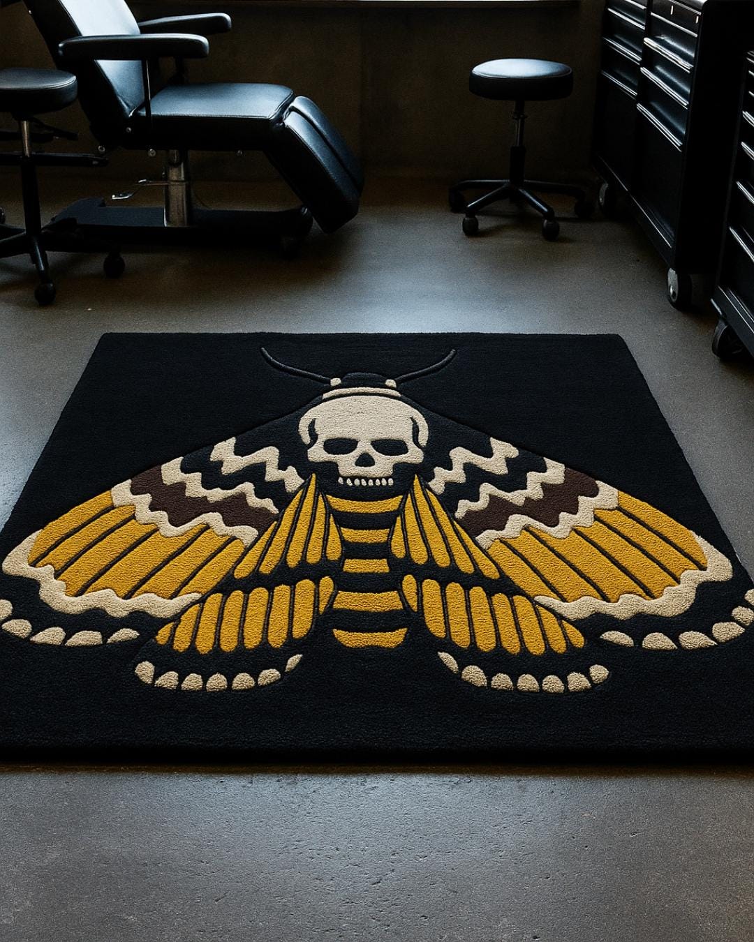 Hand Tufted Wool Skull Moth Rug – Gothic Tattoo Art Decor - Etsy