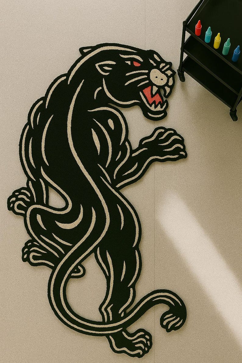 Tattoor Rug Panther Tattoo Rug: Hand-tufted Animal Carpet for Tattoo Studio, Living ...