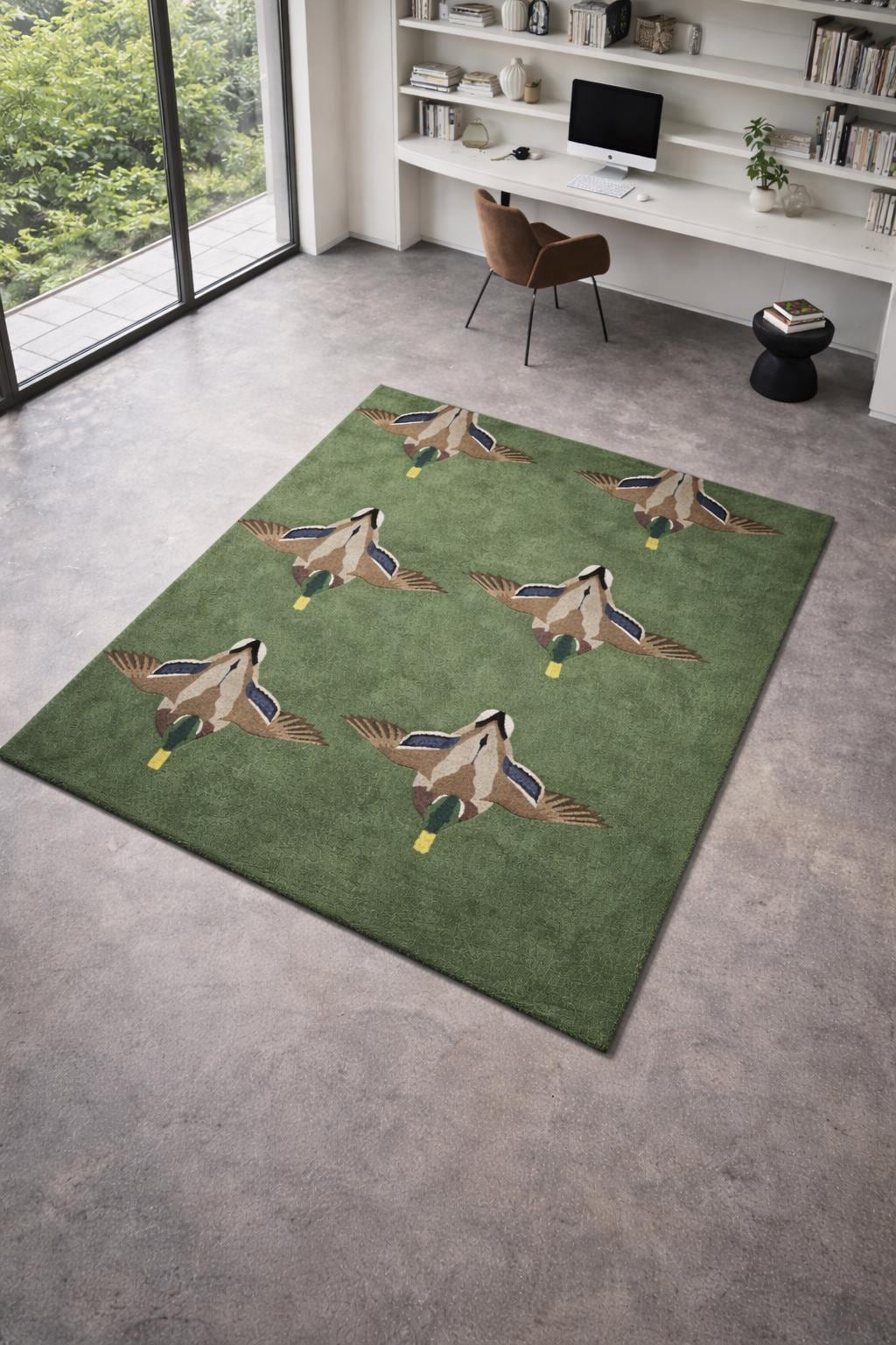 Duck Rug, Hand Tufted Wool Rug , Green Duck Rug , Mallard Duck Area Rug ...