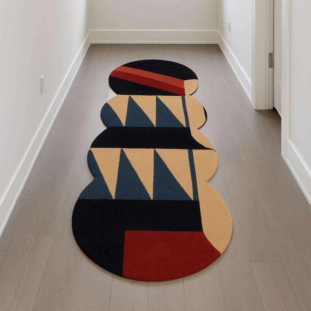 Geometric Runner Rug, Bauhaus Style Hallway Runner, Irregular Totem ...