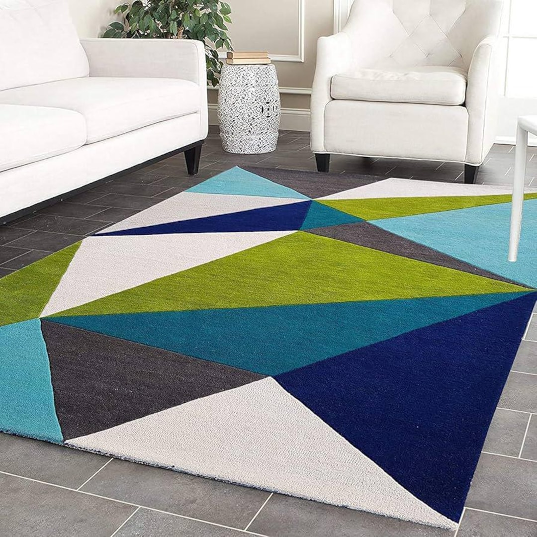 Modern Geometric Hand Tufted Area Rug | Abstract Triangle Pattern Rug ...