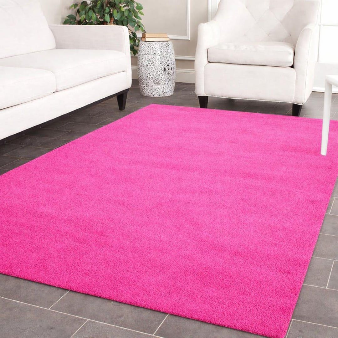 Pink Velvet Rug Hand Tufted Hot Pink Wool Rug | Modern Plush Carpet, Custom Size - Etsy