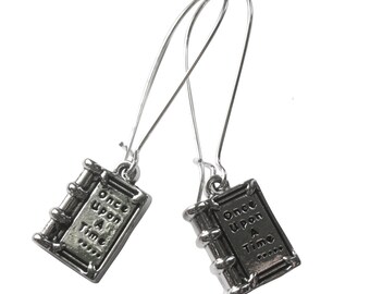 Story Book Earrings Once Upon A Time Silver Plated Book Lover Boho Jewellery