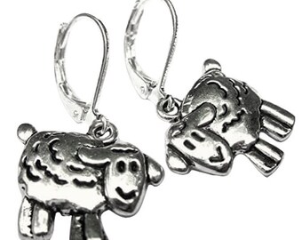 Silver Sheep Leverback Earrings Lamb Silver Plated Boho Animal Jewellery