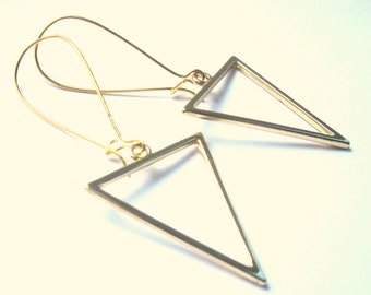 Gold Hollow Triangle Earrings Gold Plated Dangle Boho Jewellery