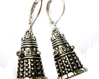 Dalek Earrings Silver Plated Boho Robot Jewellery Nickel And Lead Free For Sensitive Skin