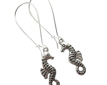 Textured Silver Seahorse Dangle Earrings Silver Plated Nickel And Lead Free Jewellery