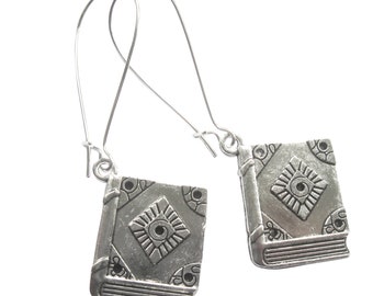 Silver Book Earrings Silver Plated Book Lover Boho Jewellery