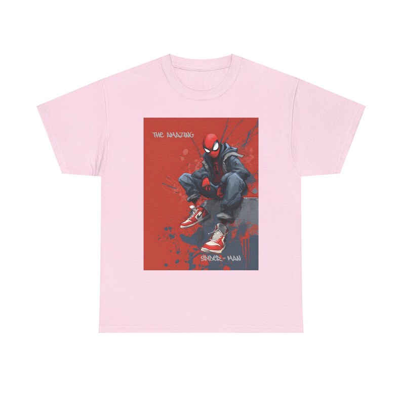 Spider-Man Miles Morales Artwork Tee | Red Graphic Comic Illustration image 11