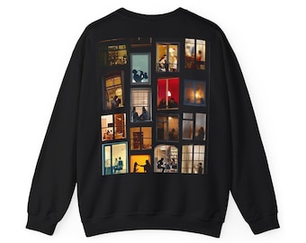 Apartment Collage Crewneck Sweatshirt | Nightlife Scenes, Silhouettes