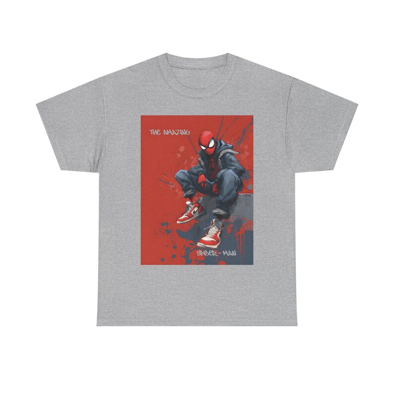 Spider-Man Miles Morales Artwork Tee | Red Graphic Comic Illustration image 5