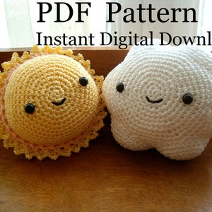 Instant Digital Download PDF Crochet Pattern Sun & Cloud